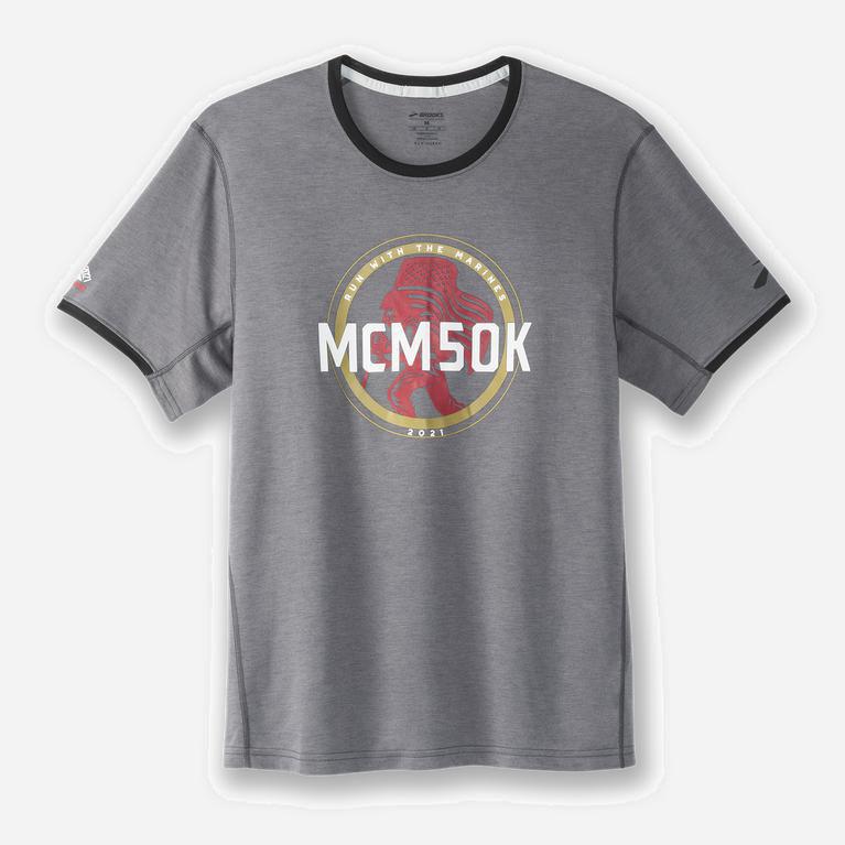 Brooks Mcm21 Distance Graphic Ss Mens Short Sleeve Running Shirt - Shadow Grey/50K - Philippines (68